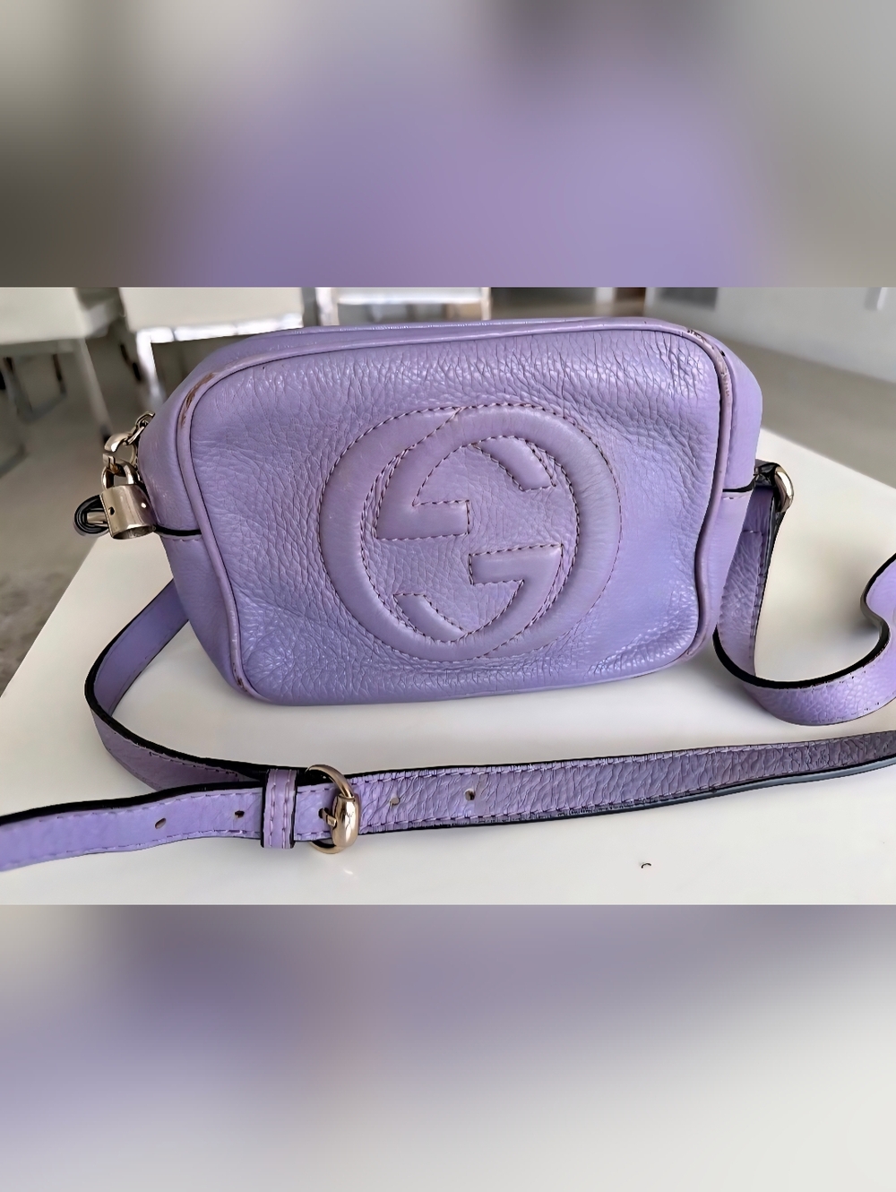 Gucci Soho Disco Crossbody Bag Purple Leather Small